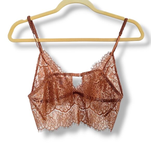 Victoria's Secret NWOT brass cooper floral lace boho fairy bralette women's M - Picture 2 of 6